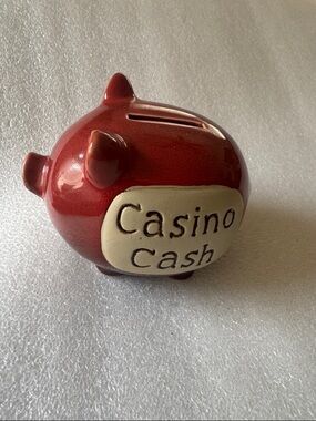 Red Ceramic Piggy Bank "Casino Cash"